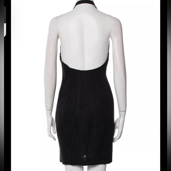 Ralph Lauren Runway Black Linen Button Up Backless Halter Mini Dress Tuxedo 2007 - Picture 6 of 15